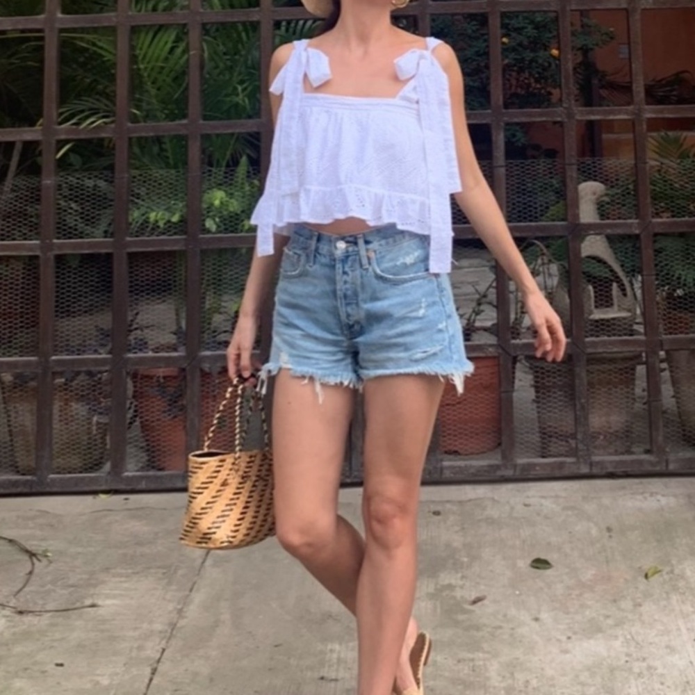 Paper London White Eyelet Emely Crop Top
